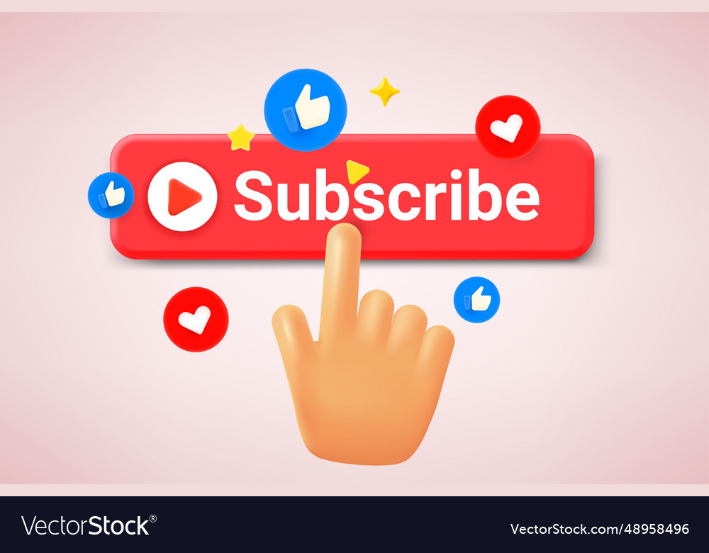 Hand pressing subscribe button social media Vector Image