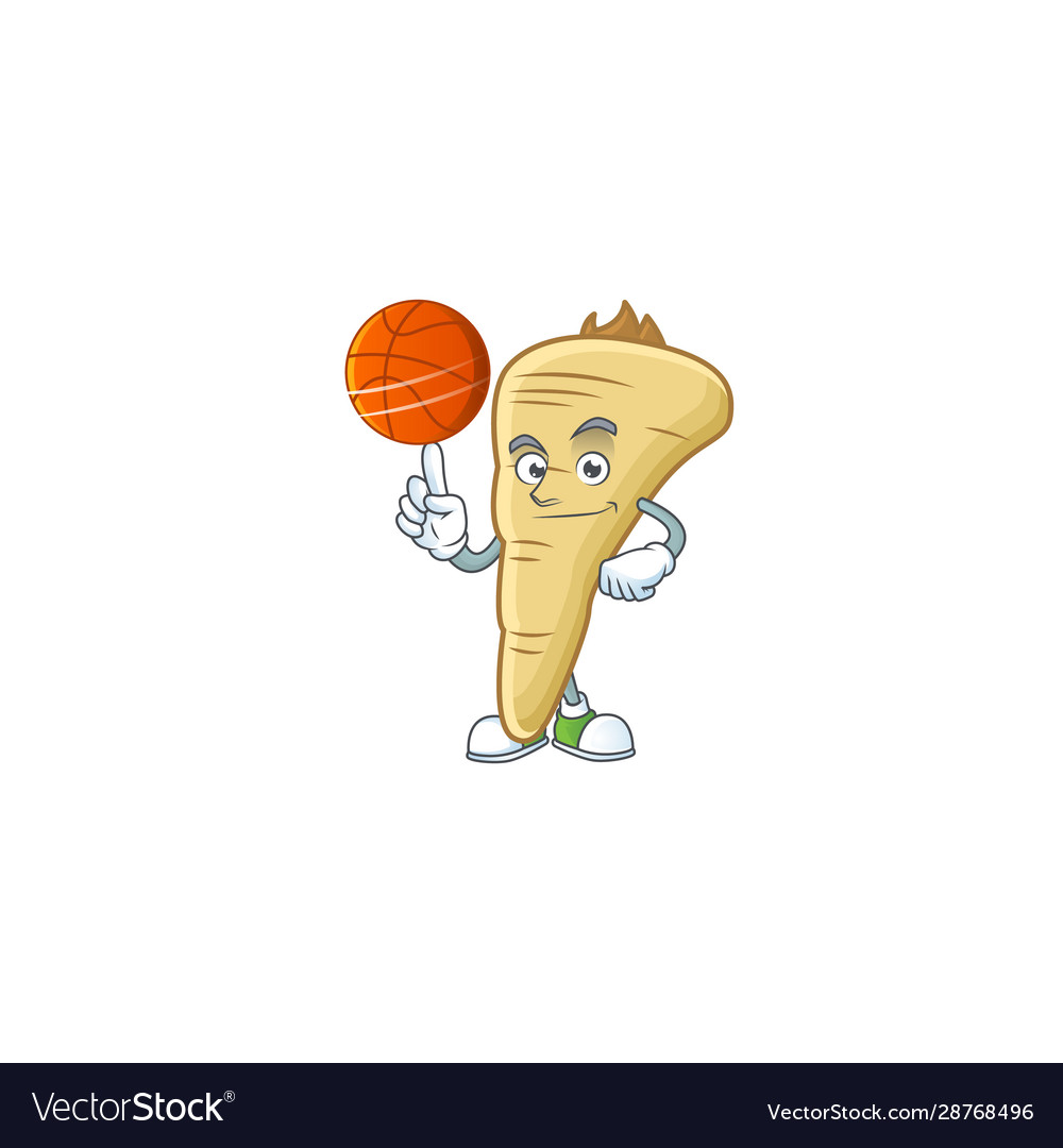 Happy face parsnip cartoon character playing Vector Image Happy face parsnip cartoon character playing