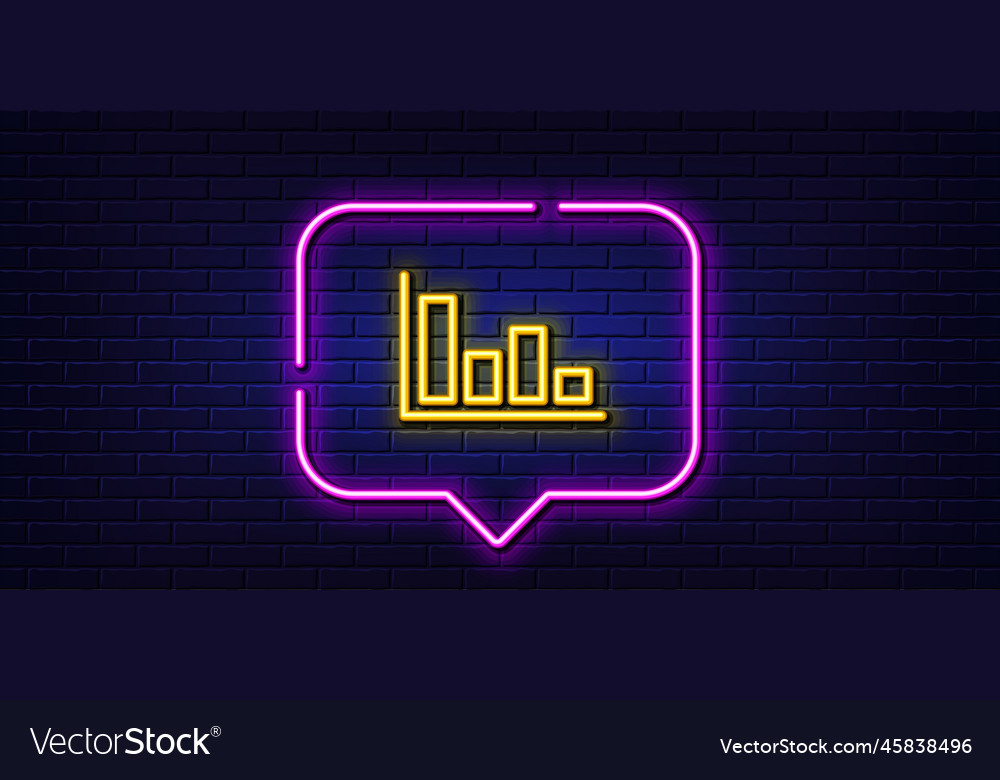 Histogram chart line icon financial graph neon Vector Image Histogram chart line icon financial graph neon