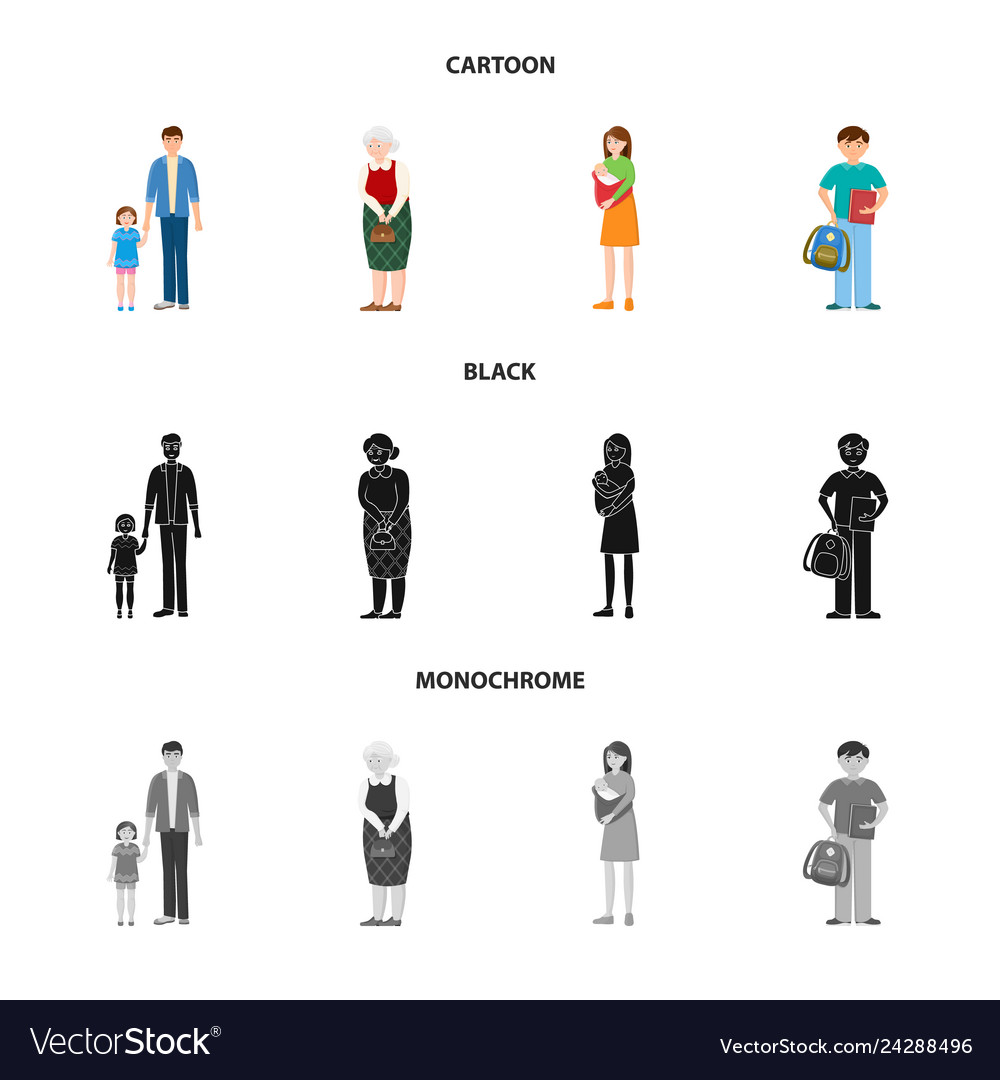 Isolated object of character and avatar logo set vector image Isolated object of character and avatar logo set