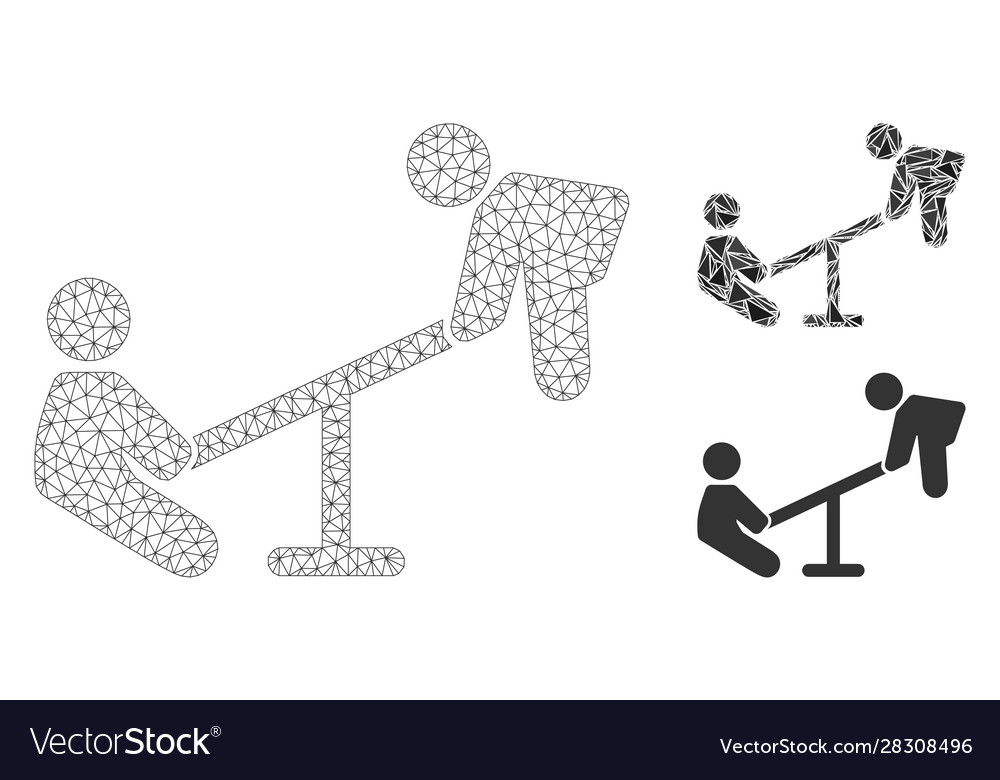 Kid swing mesh network model and triangle vector image Kid swing mesh network model and triangle