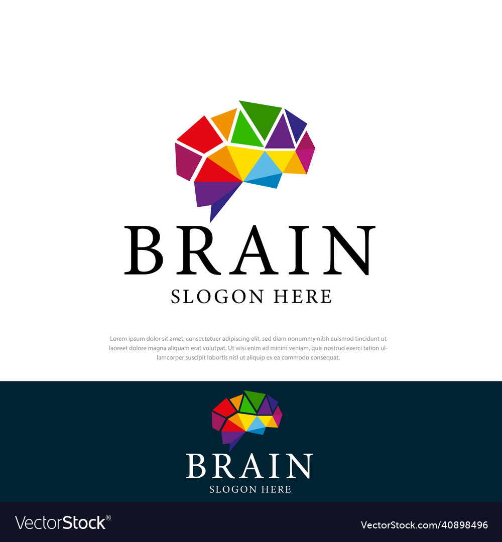 Logo abstract colorful brain triangle concept