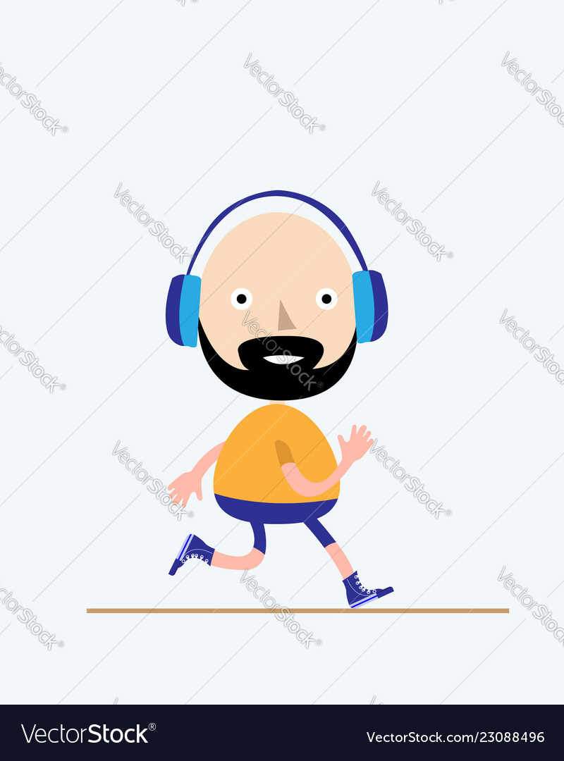 Man running in flat style for healthy and active