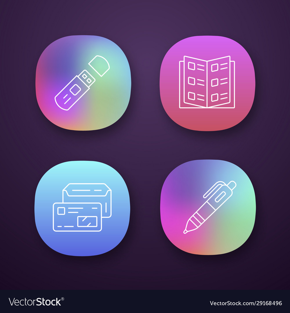 Office work attributes app icons set uiux user vector image Office work attributes app icons set uiux user