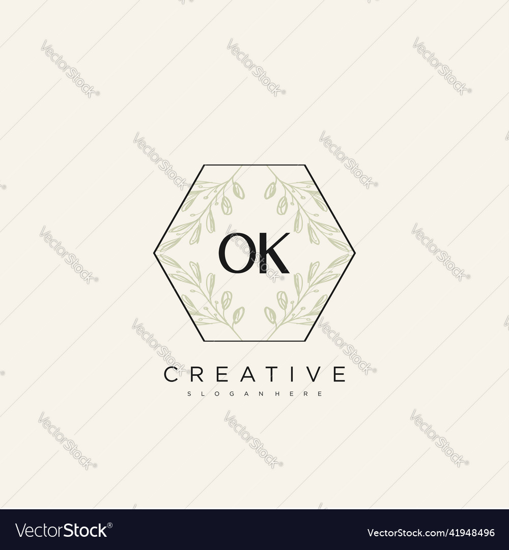 Ok initial letter flower logo template premium art