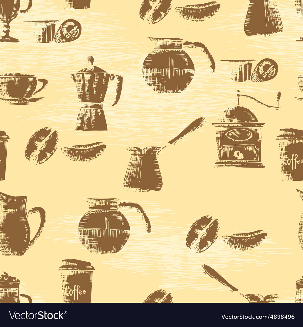 Seamless coffee background Royalty Free Vector Image
