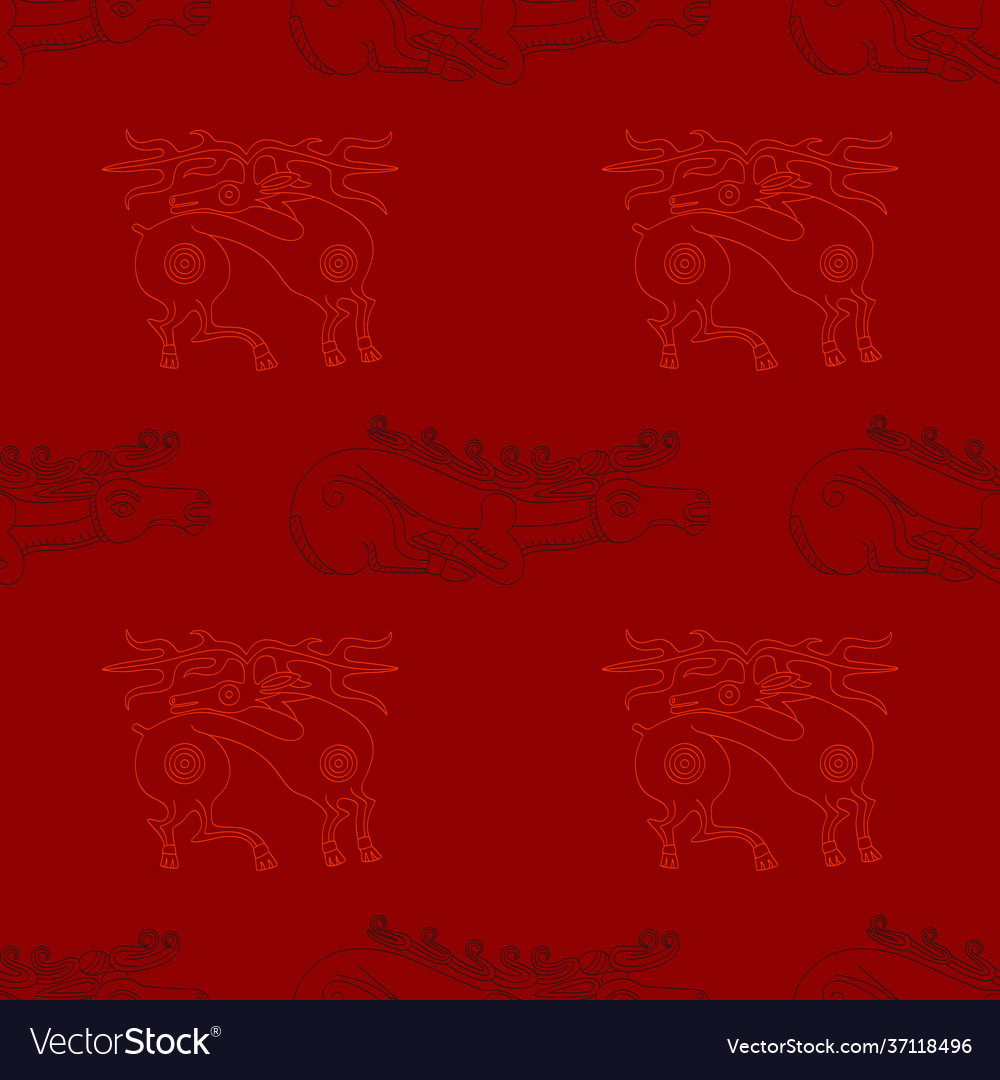 Seamless pattern with ancient scythian art