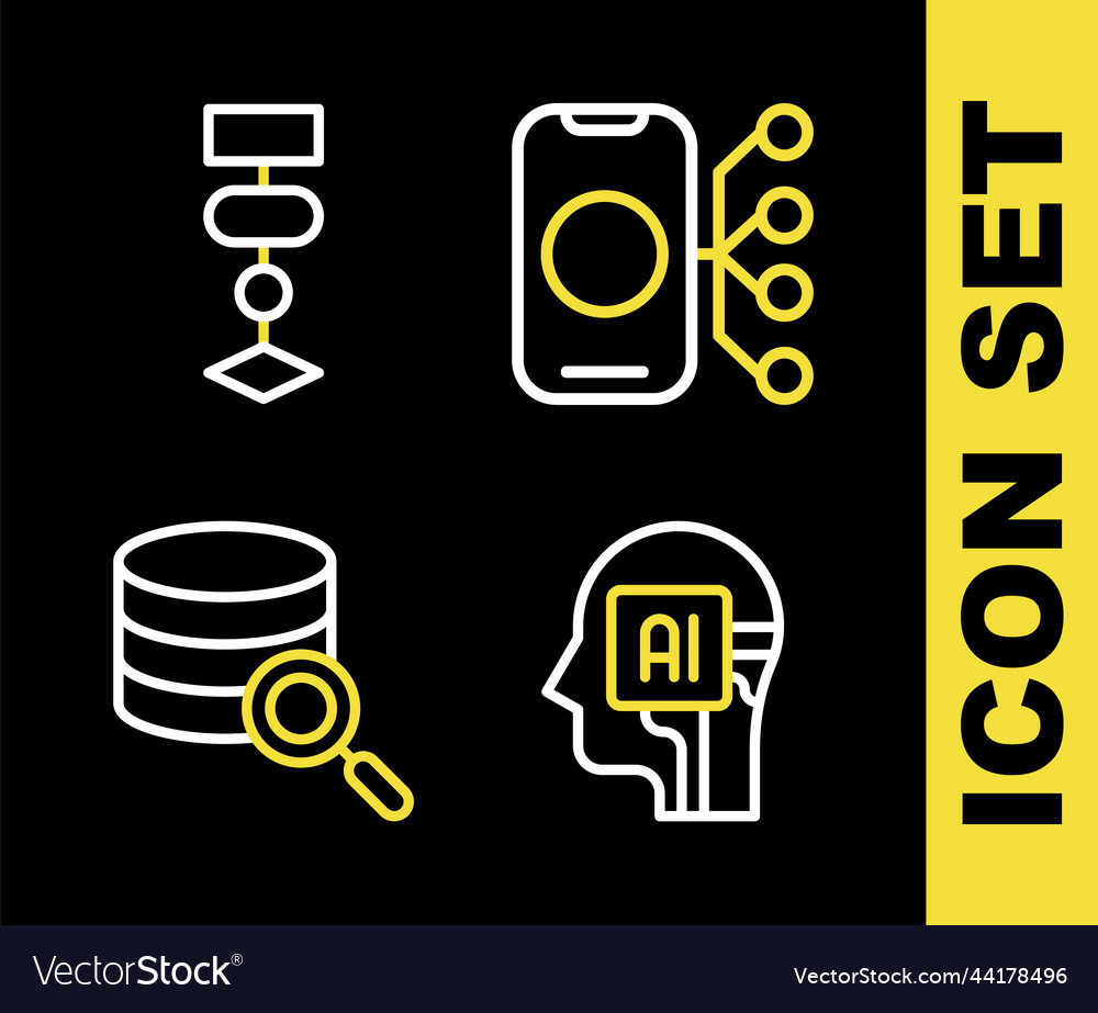 Set line neural network humanoid robot server vector image Set line neural network humanoid robot server