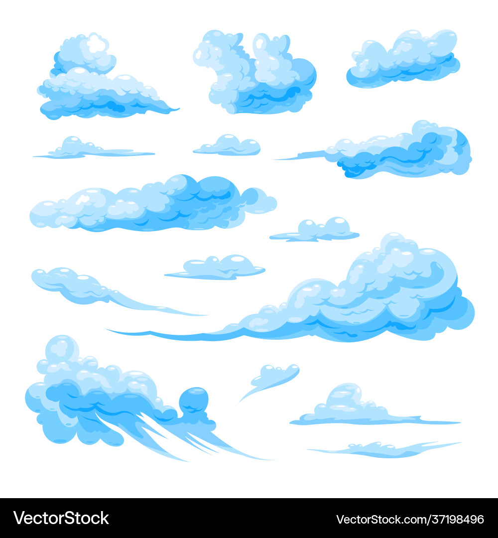 Sky clouds set on white background Royalty Free Vector Image