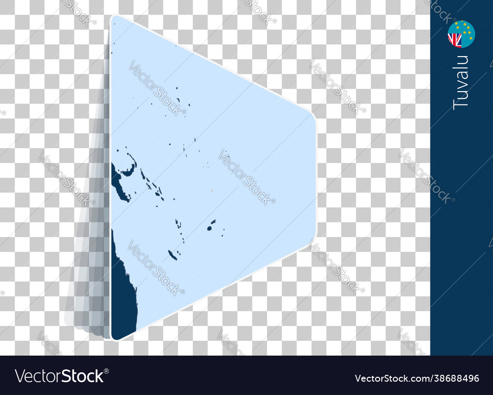 Tuvalu map and flag on transparent background