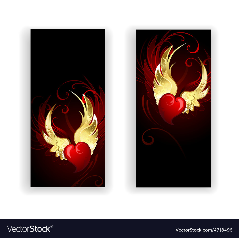 Two Banners with Hearts Angel Royalty Free Vector Image