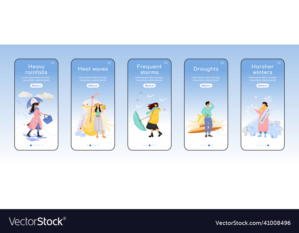 Weather forecast onboarding mobile app screen vector image Weather forecast onboarding mobile app screen