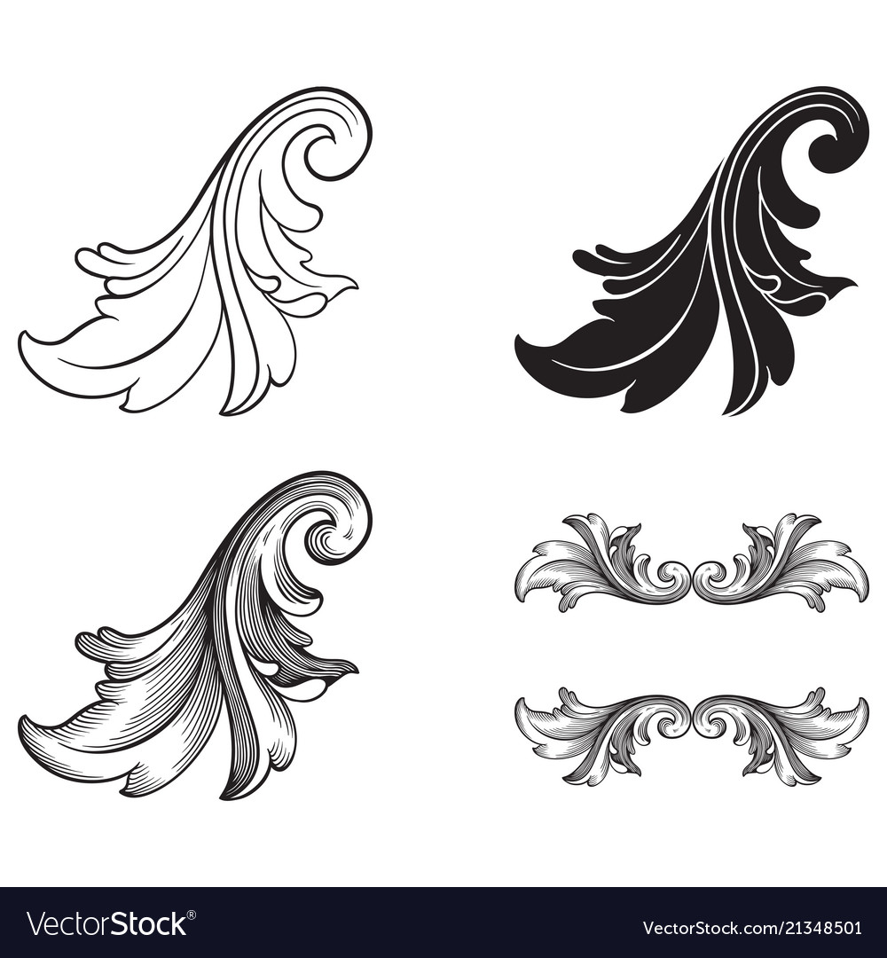 Baroque set of vintage elements Royalty Free Vector Image