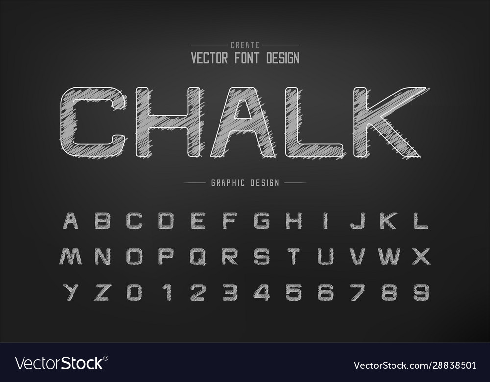 Chalk font and alphabet hand draw design
