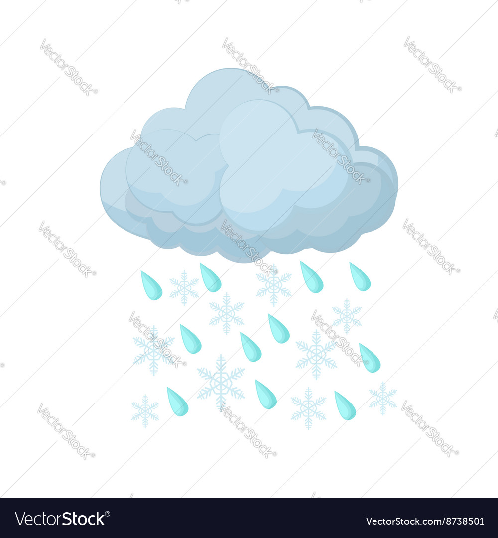 Cloud with rain drops and snowflakes icon Vector Image