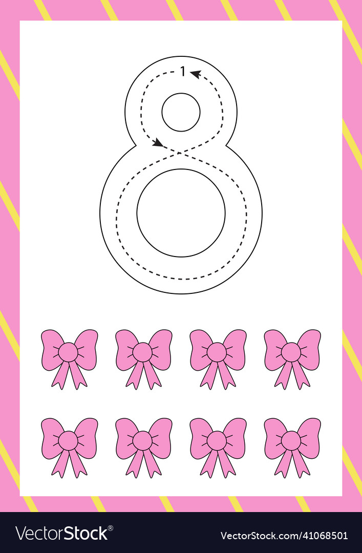 Cute flashcard how to write number eight