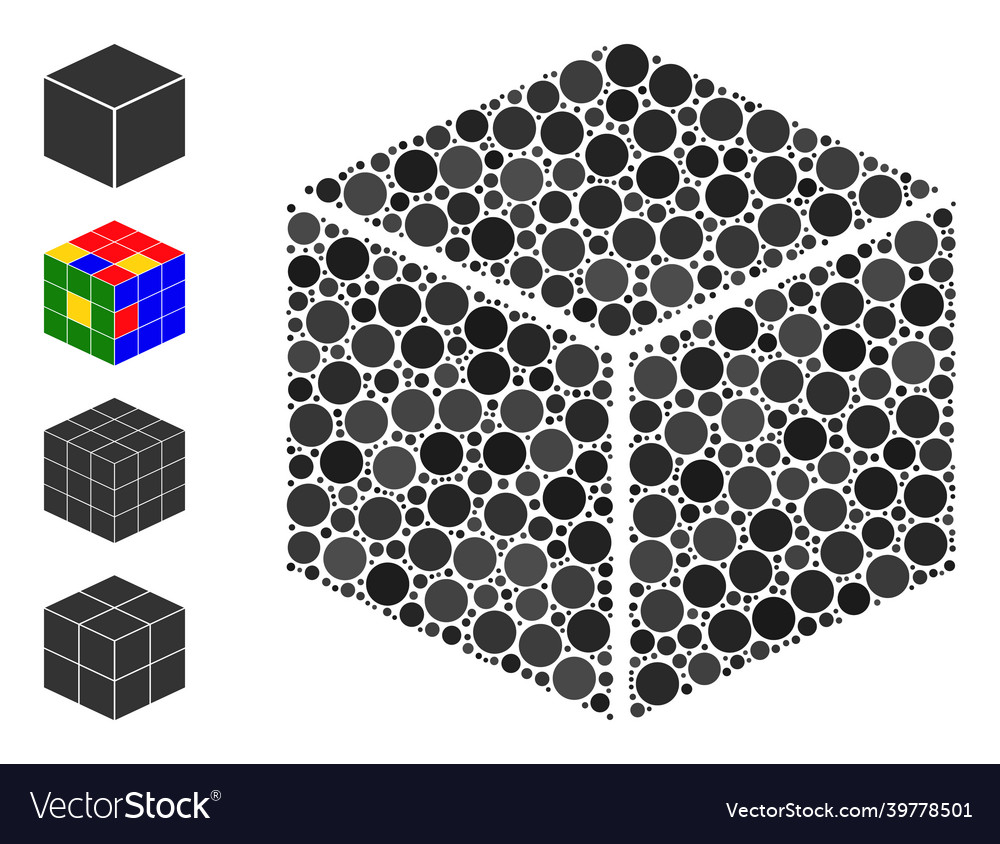 Dotted cube collage of round dots with similar