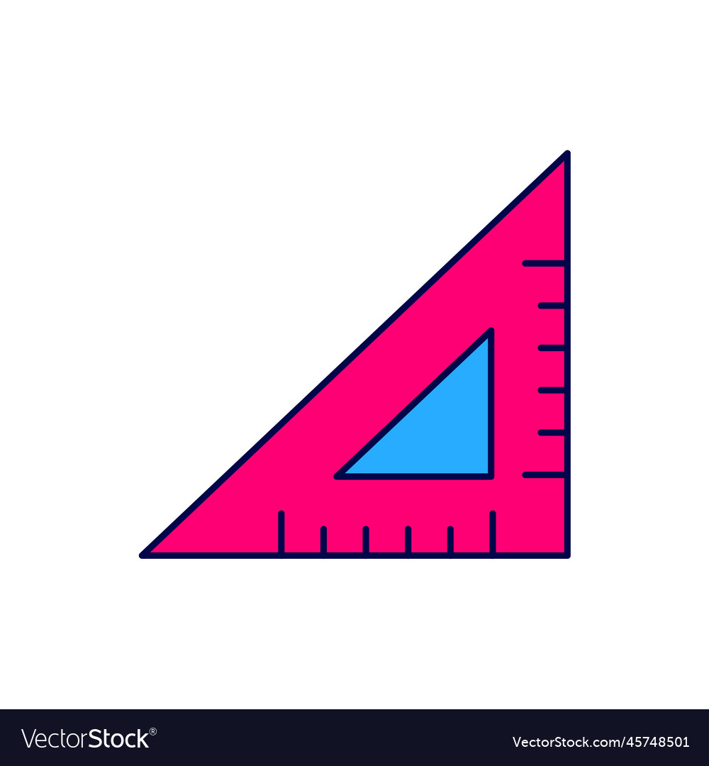 Filled outline triangular ruler icon isolated