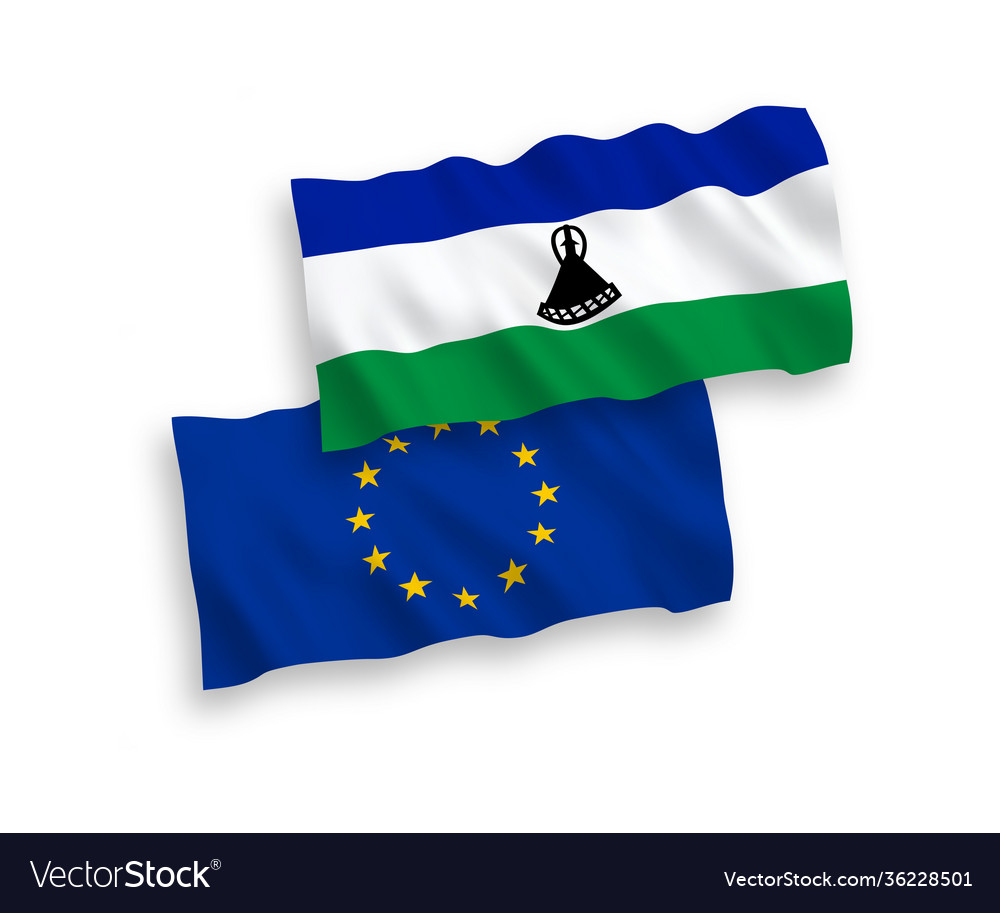 Flags european union and lesotho on a white