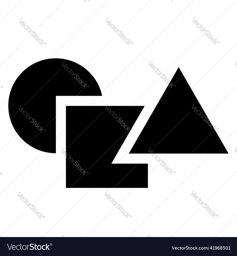 Geometric icon logo shape with overlapping circle vector image Geometric icon logo shape with overlapping circle
