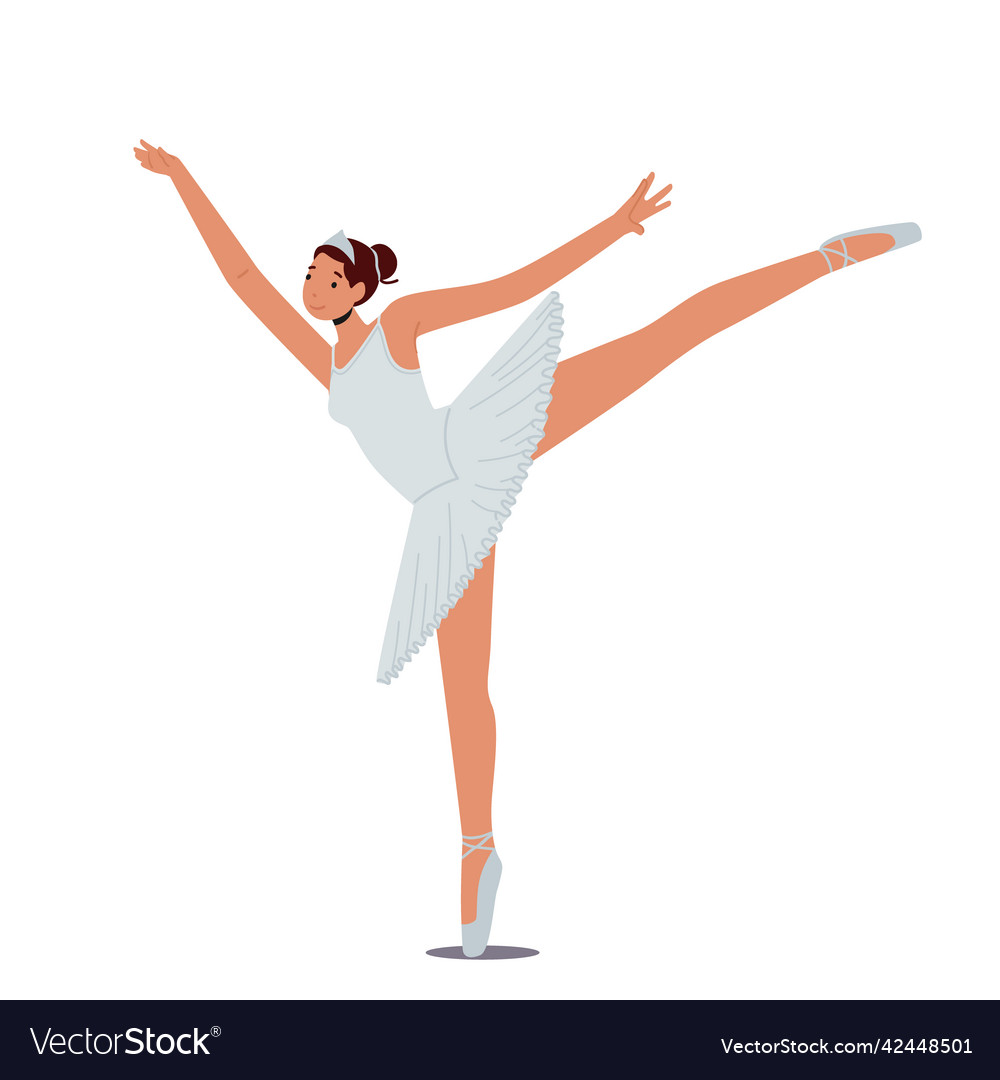 Girl ballerina practicing dance isolated on white Vector Image