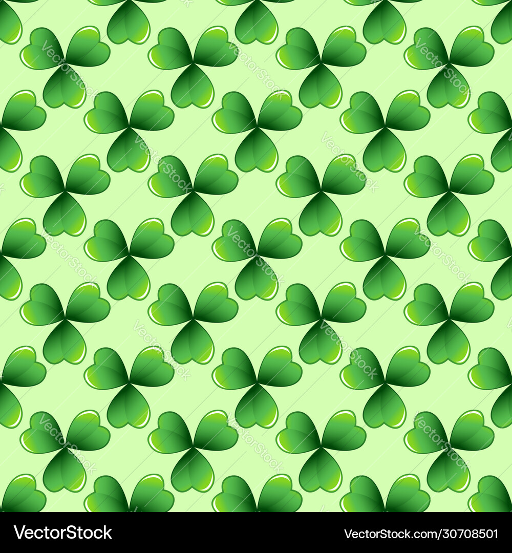 Green clover leaves seamless pattern Royalty Free Vector