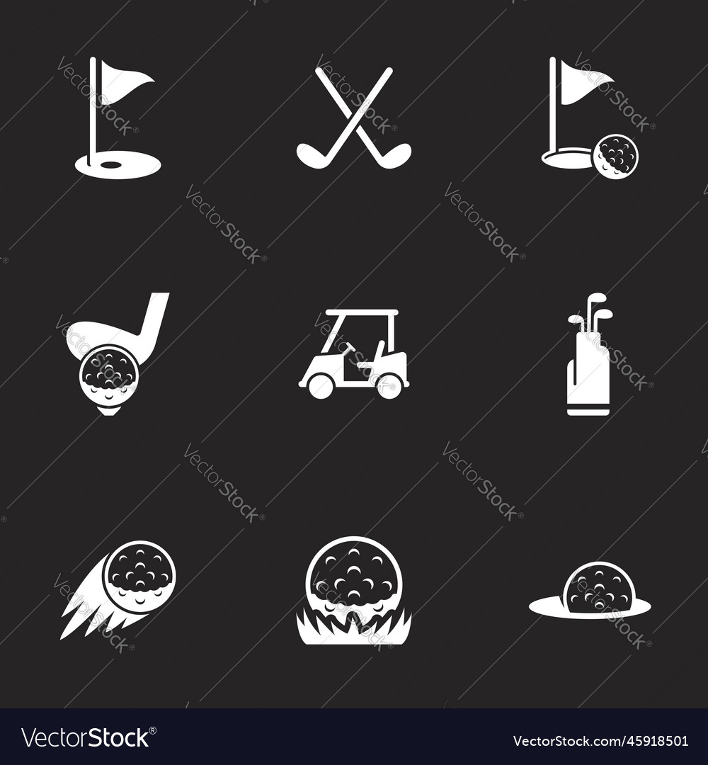 Icons for theme golf icon set black background