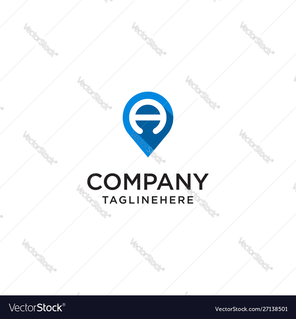 Letter a with map pointer logo design concept