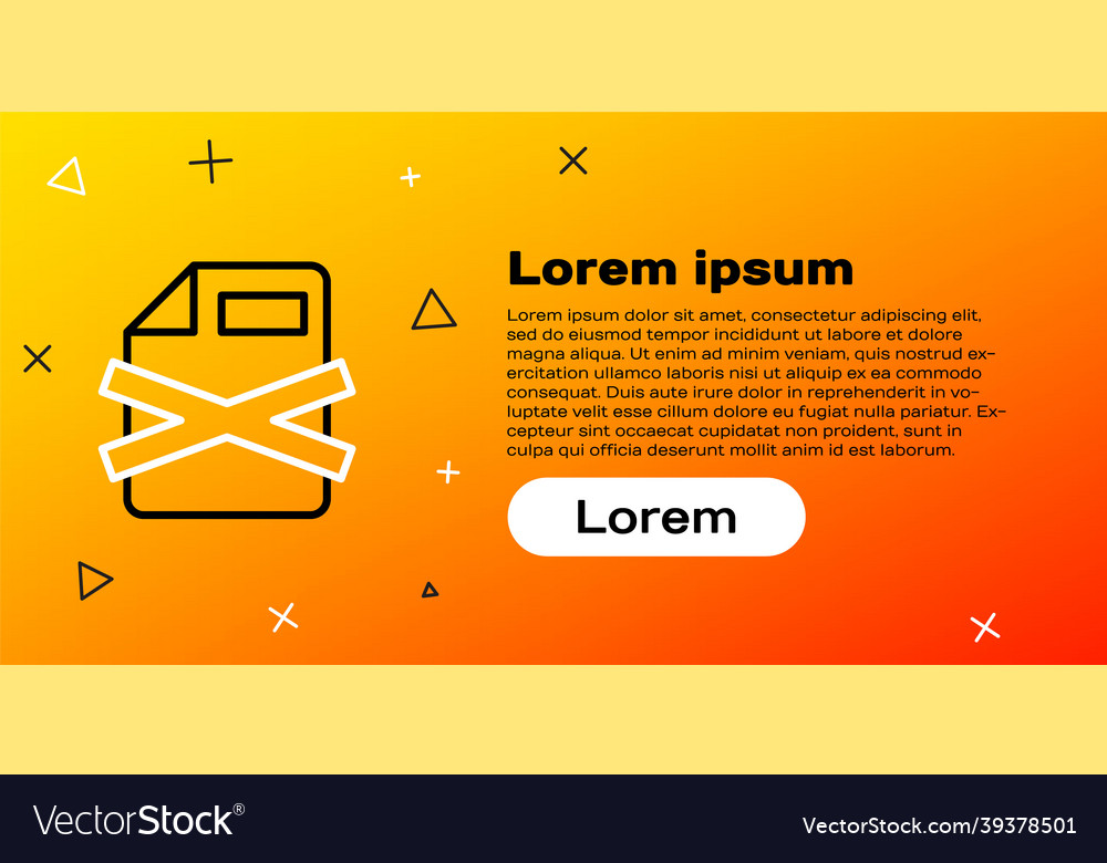 Line delete file document icon isolated on yellow Vector Image Line delete file document icon isolated on yellow