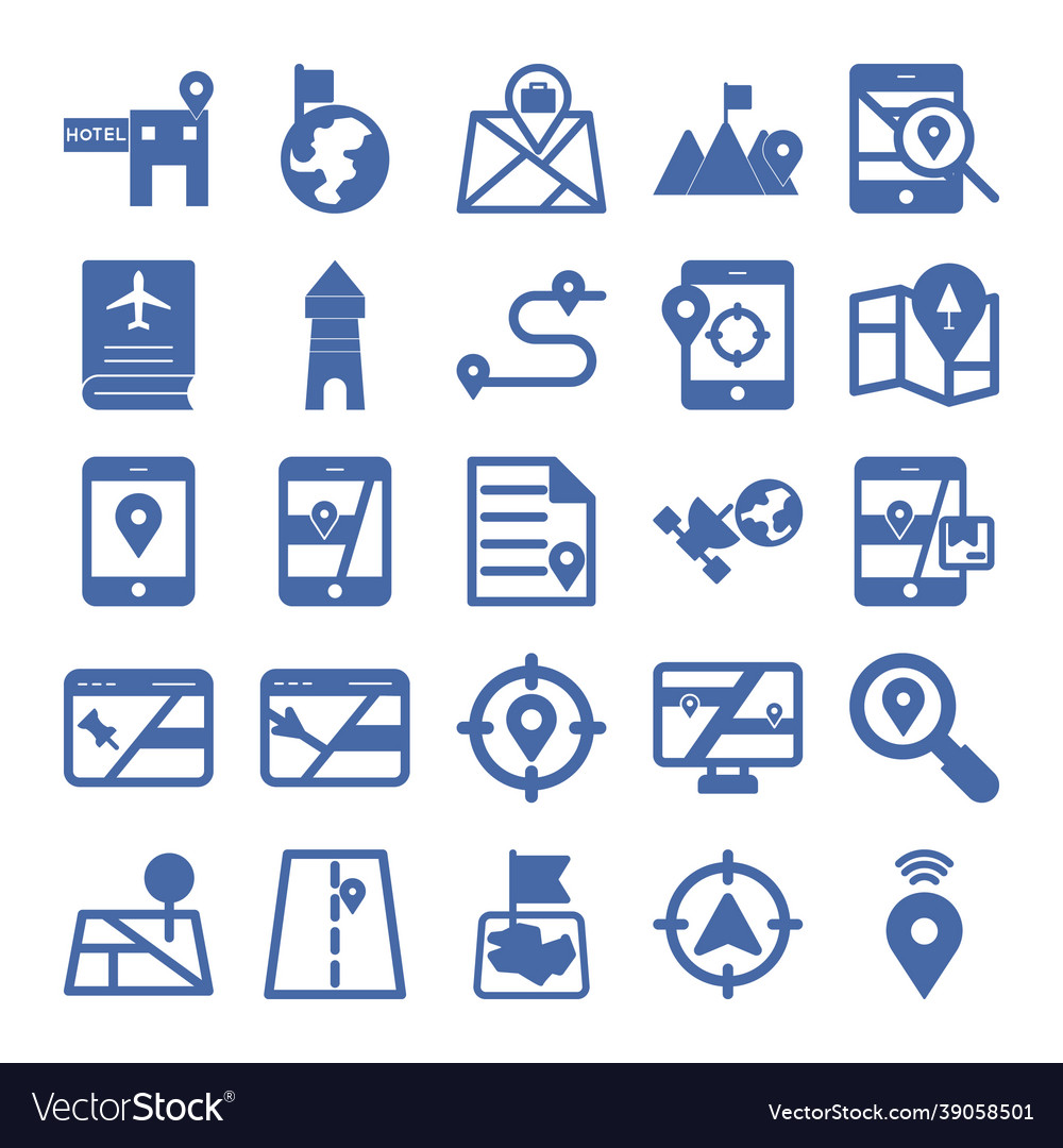 Map and navigation isolated icons set