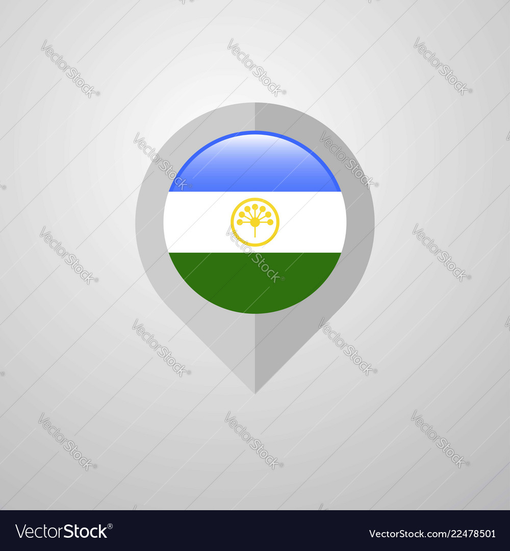Map navigation pointer with bashkortostan flag