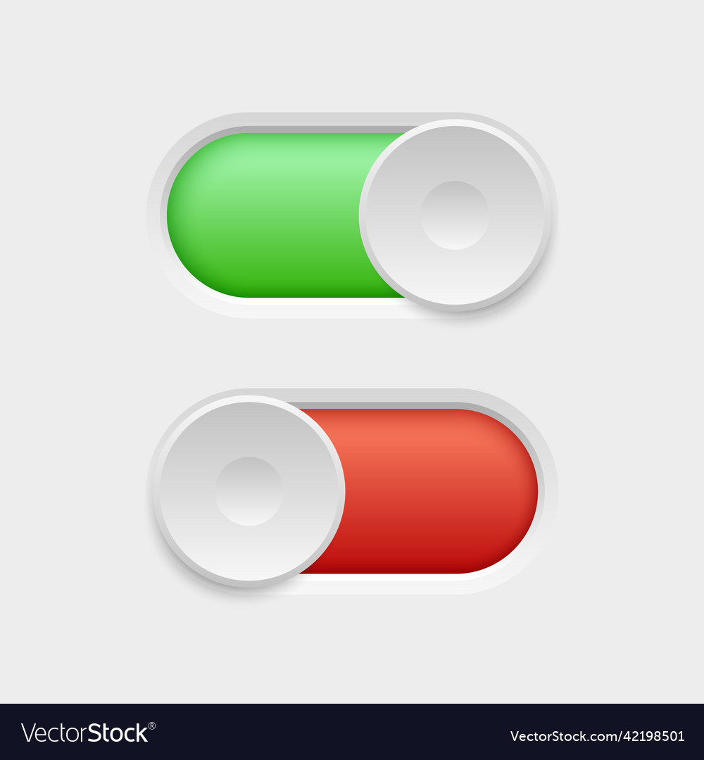 Realistic on and off button 3d switches web vector image Realistic on and off button 3d switches web