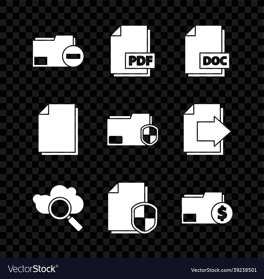 Set document folder with minus pdf file vector image Set document folder with minus pdf file