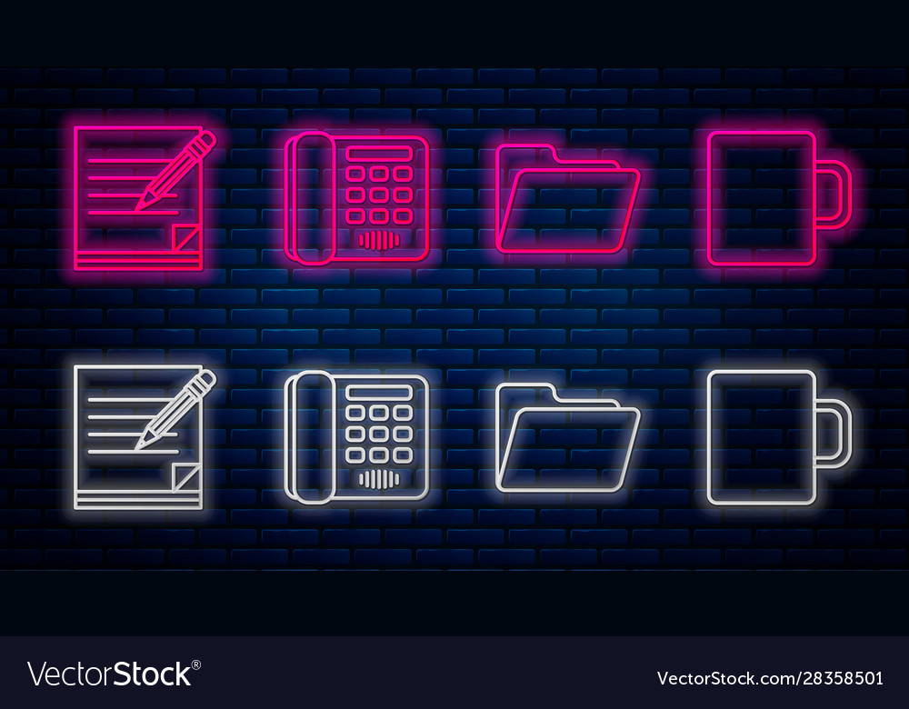 Set line telephone document folder blank notebook vector image Set line telephone document folder blank notebook