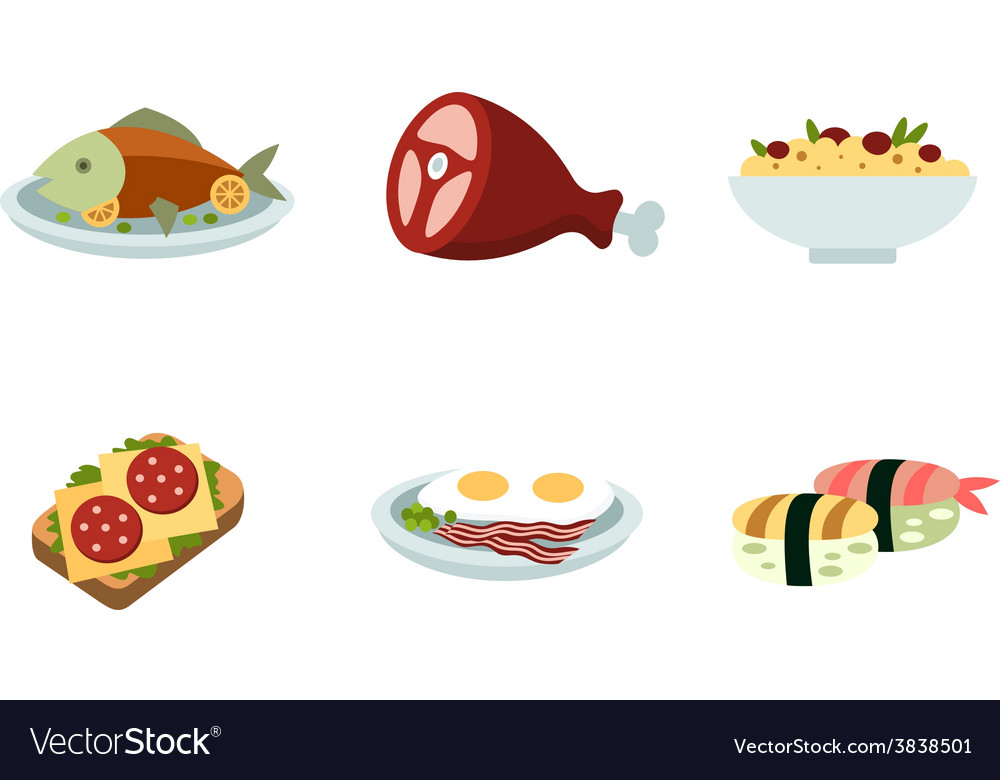 Set of traditional food icons