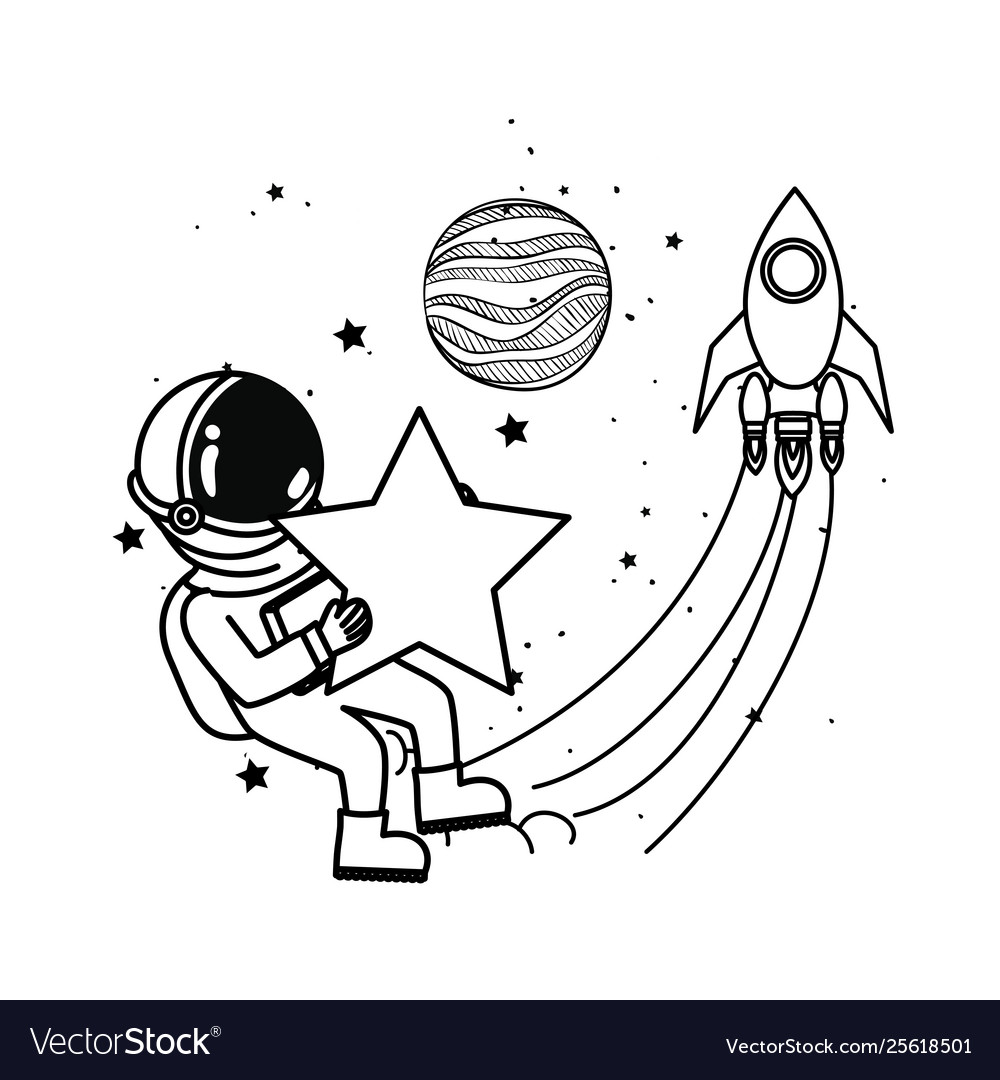Silhouette astronaut with spacesuit