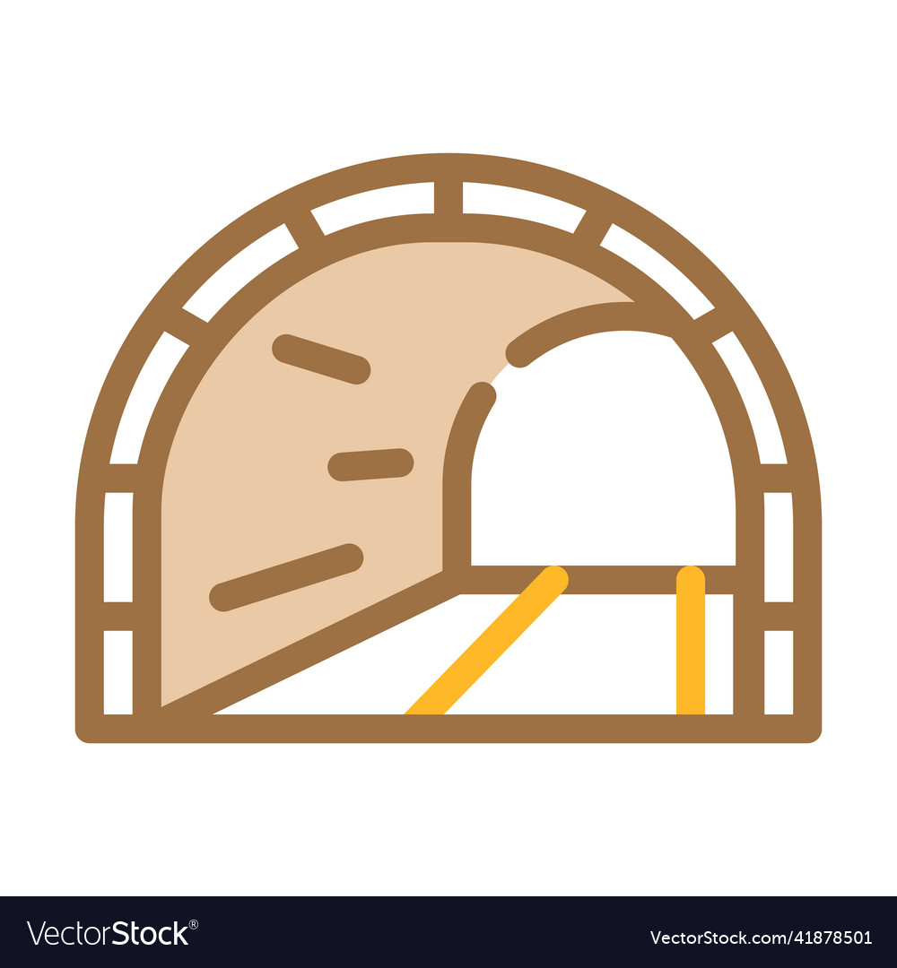 Tunnel with railway color icon