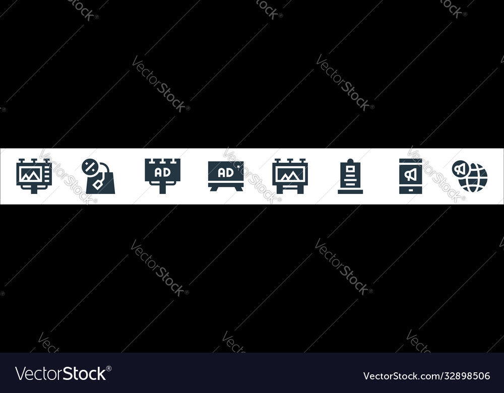Advertisement line icons linear set quality vector image Advertisement line icons linear set quality