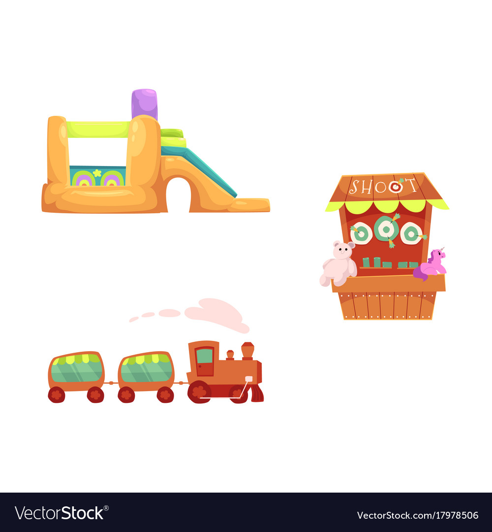 Amusement park objects icon set