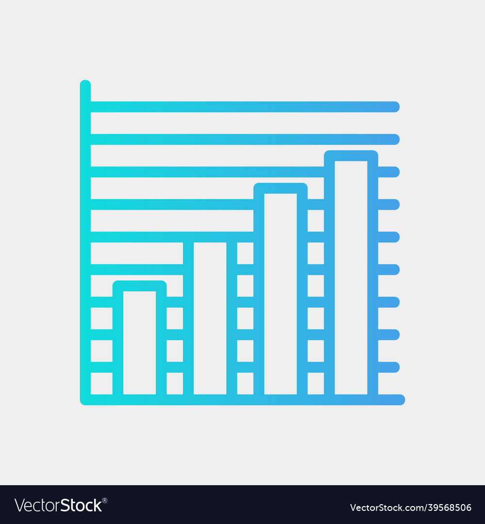 Bar chart icon in gradient style for any projects vector image Bar chart icon in gradient style for any projects