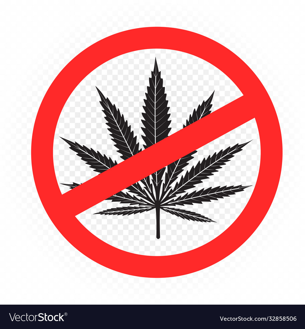 Cannabis drug prohibition sign symbol vector image Cannabis drug prohibition sign symbol
