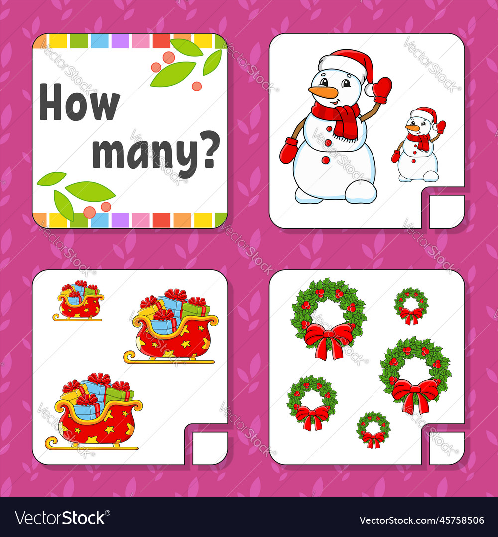 Counting game for children happy characters vector image Counting game for children happy characters