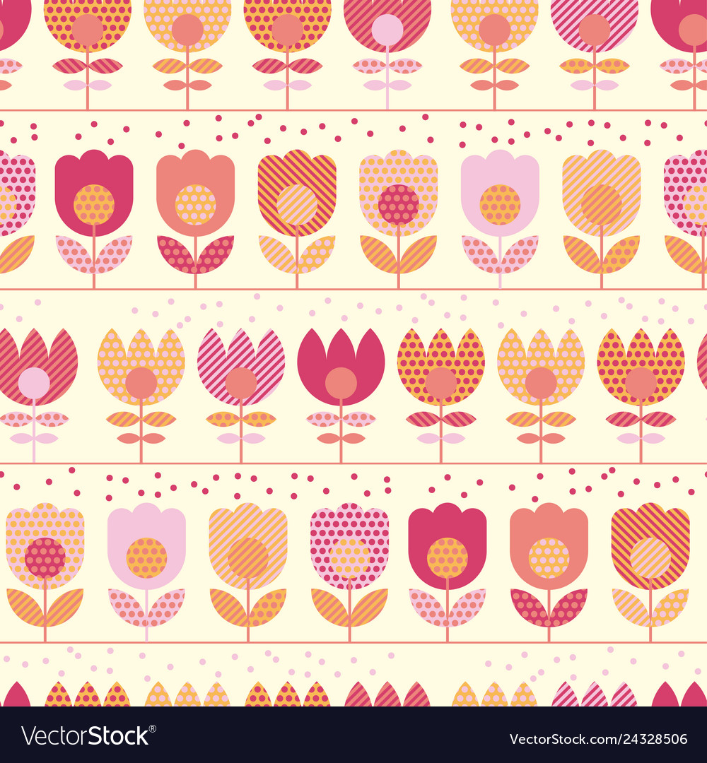 Cute pastel rosy spring flowers seamless pattern