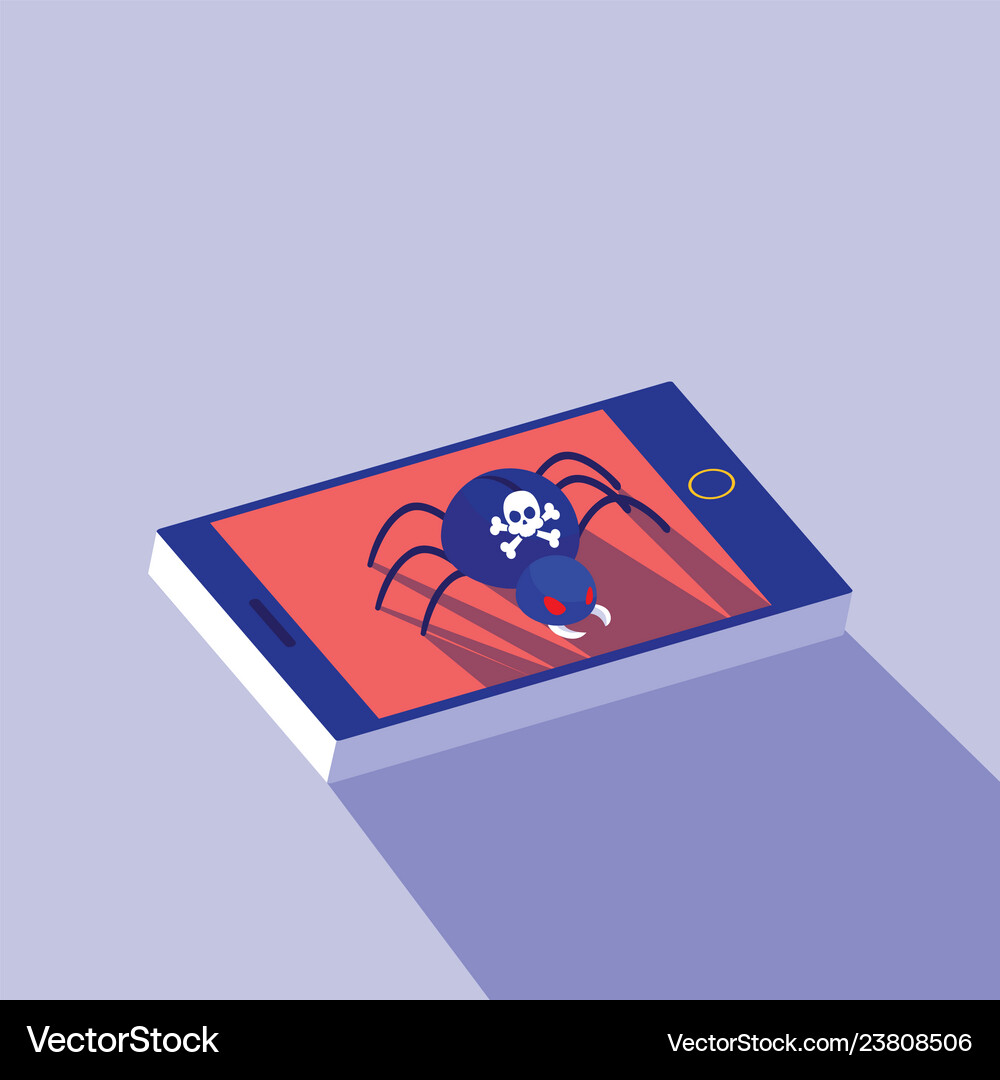 Cyber security with smartphone and virus attack Vector Image