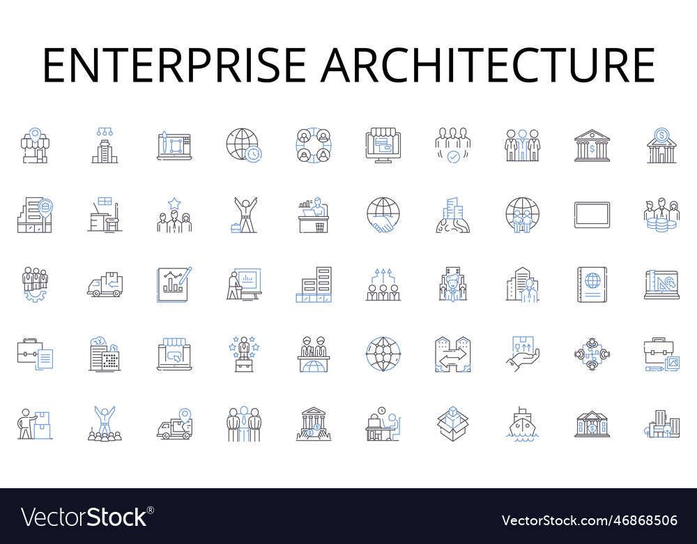 Enterprise architecture line icons collection Vector Image Enterprise architecture line icons collection