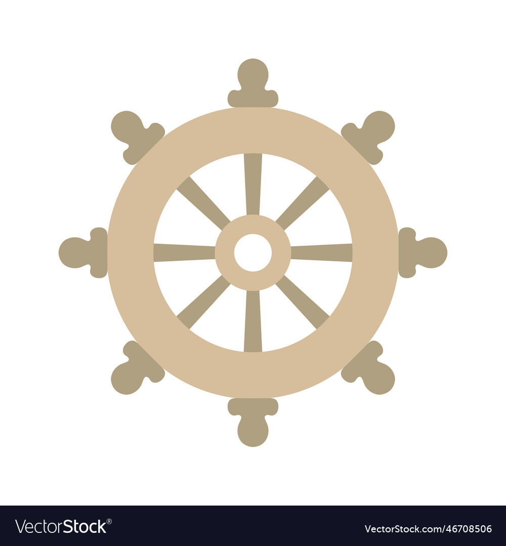 Flat of navigation ship wheel isolated