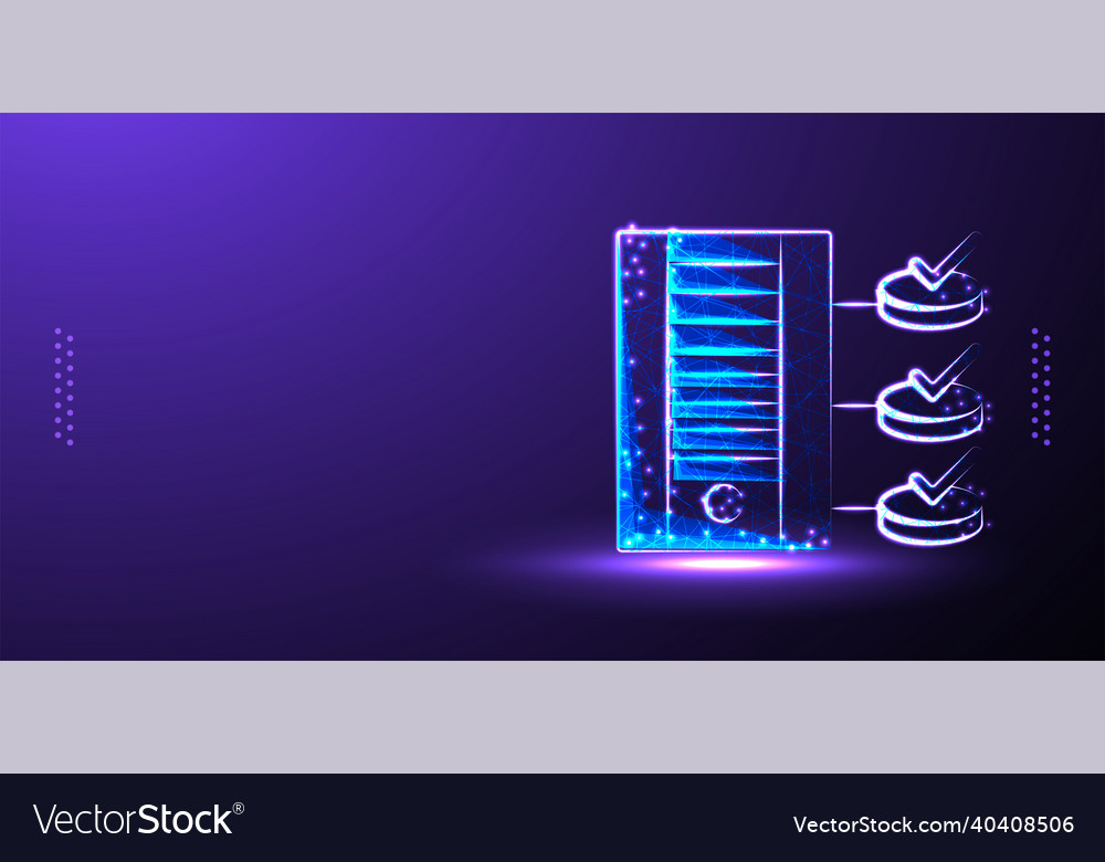 Folder data management low poly wireframe vector image Folder data management low poly wireframe