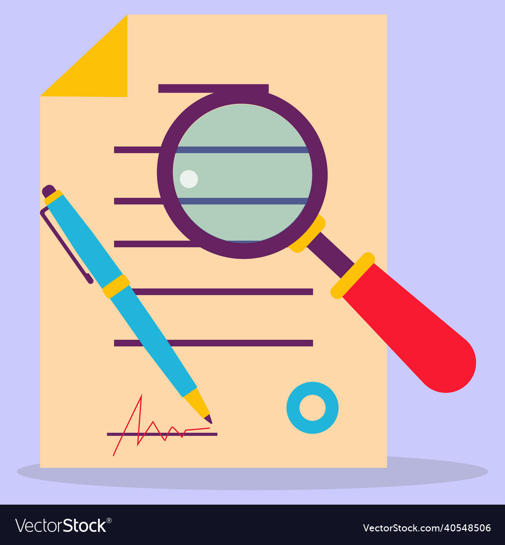Graphic of a document and search loop Vector Image Graphic of a document and search loop