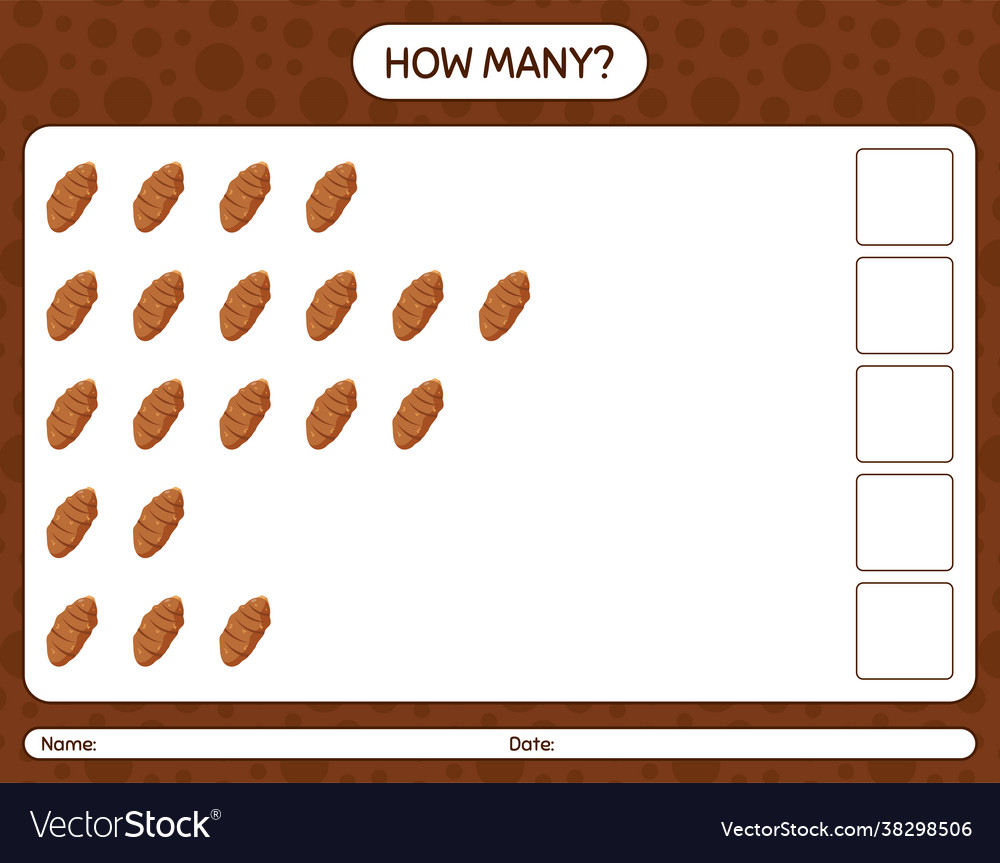 How many counting game with taro root worksheet vector image How many counting game with taro root worksheet