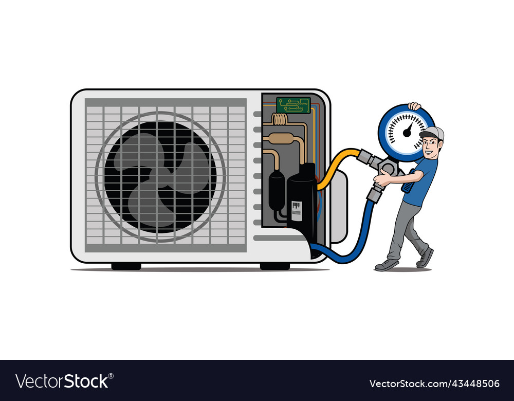 Hvac service with character design vector image Hvac service with character design